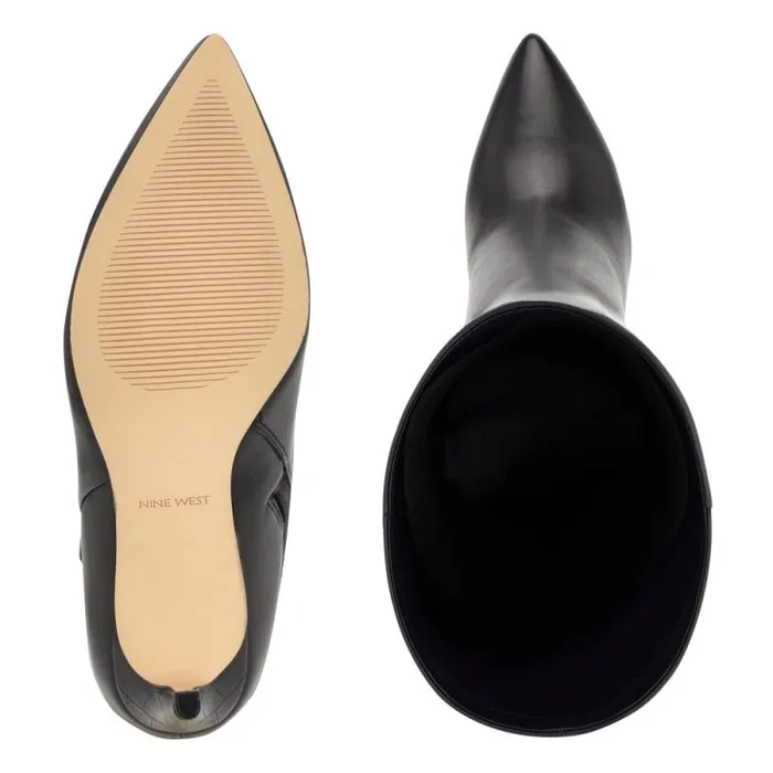 Richy Heeled Boots Black Leather Women Nine West Boots and Booties Richy Heeled Boots Black Leather Women Nine West Boots and Booties