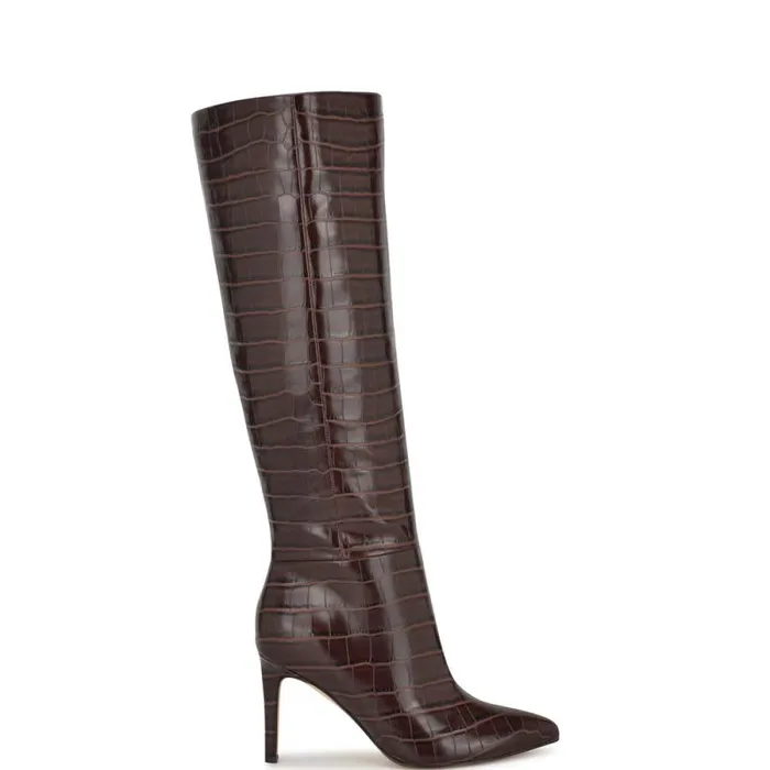 Richy Heeled Boots Brown Croco Women Nine West Heels