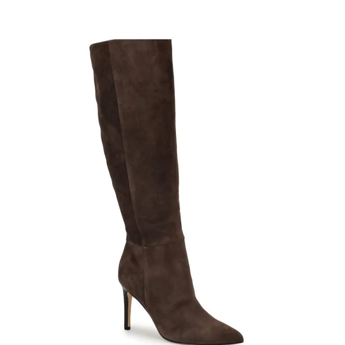 Richy Heeled Boots Dark Brown Suede Women Nine West Boots and Booties Richy Heeled Boots Dark Brown Suede Women Nine West Boots and Booties