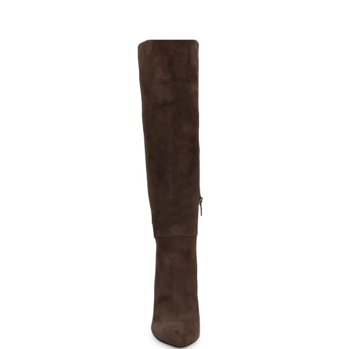 Richy Heeled Boots Dark Brown Suede Women Nine West Boots and Booties Richy Heeled Boots Dark Brown Suede Women Nine West Boots and Booties
