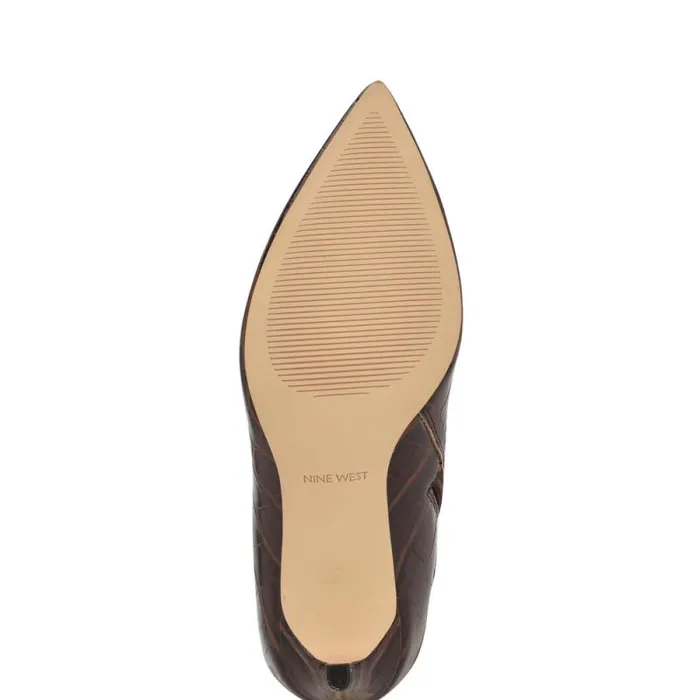 Richy Wide Calf Heeled Boots Brown Croco Women Nine West Heels Richy Wide Calf Heeled Boots Brown Croco Women Nine West Heels