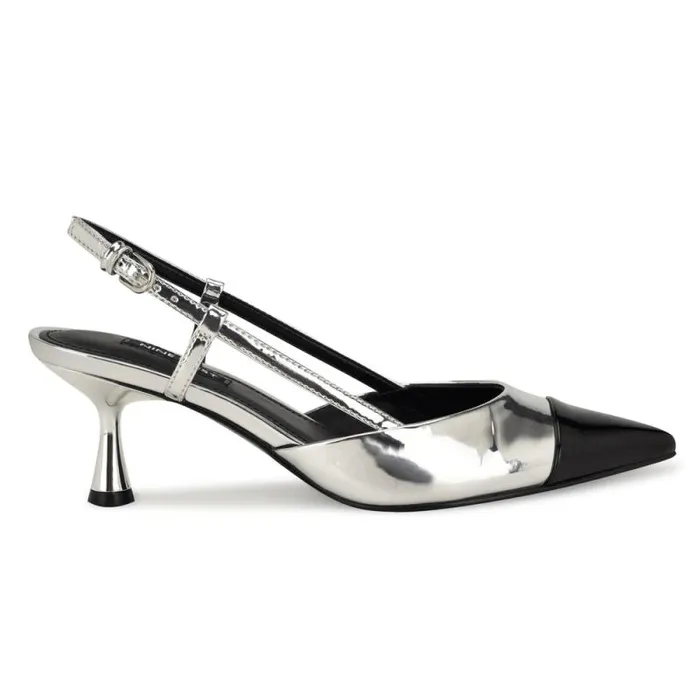 Rizzy Cap Toe Slingbacks Silverblack Women Nine West Heels