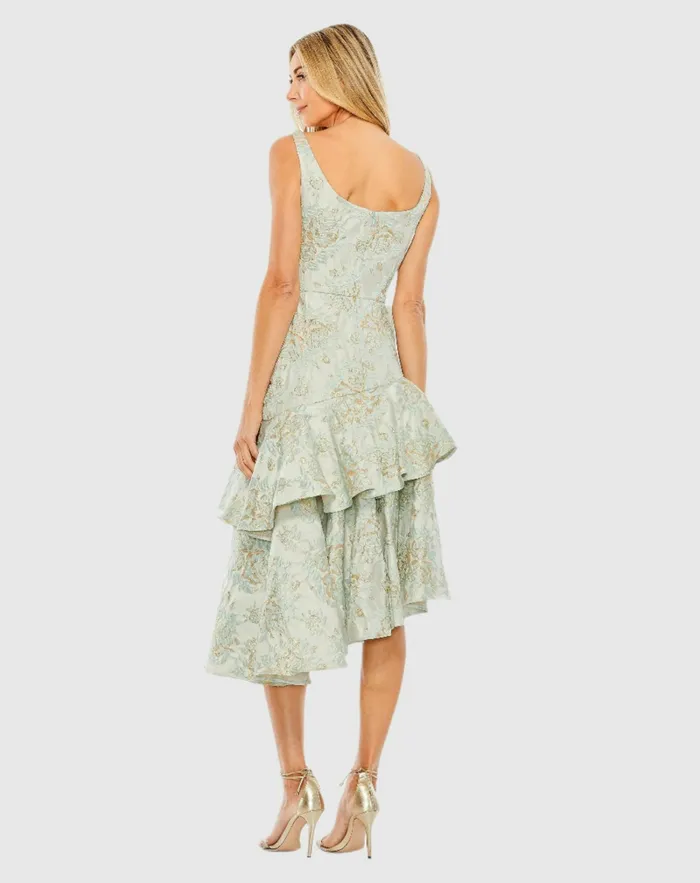 Rose Detail Asymmetrical Brocade Dress French Blue Cocktail Dresses Mac Duggal Women Rose Detail Asymmetrical Brocade Dress French Blue Cocktail Dresses Mac Duggal Women