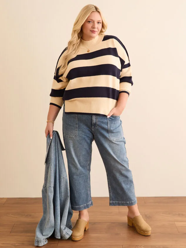 Ruby Striped Sweater Navycream Women Altar039d State Sweaters Cardigans