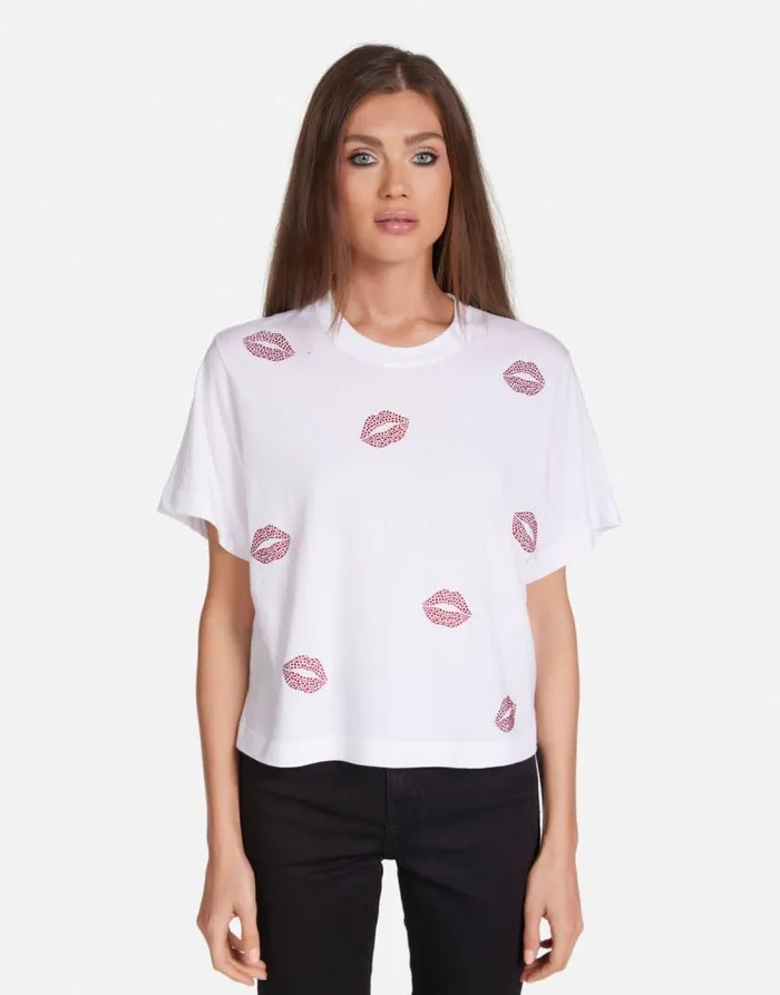 Rue Crystal Kisses White Women Lauren Moshi Short Sleeve