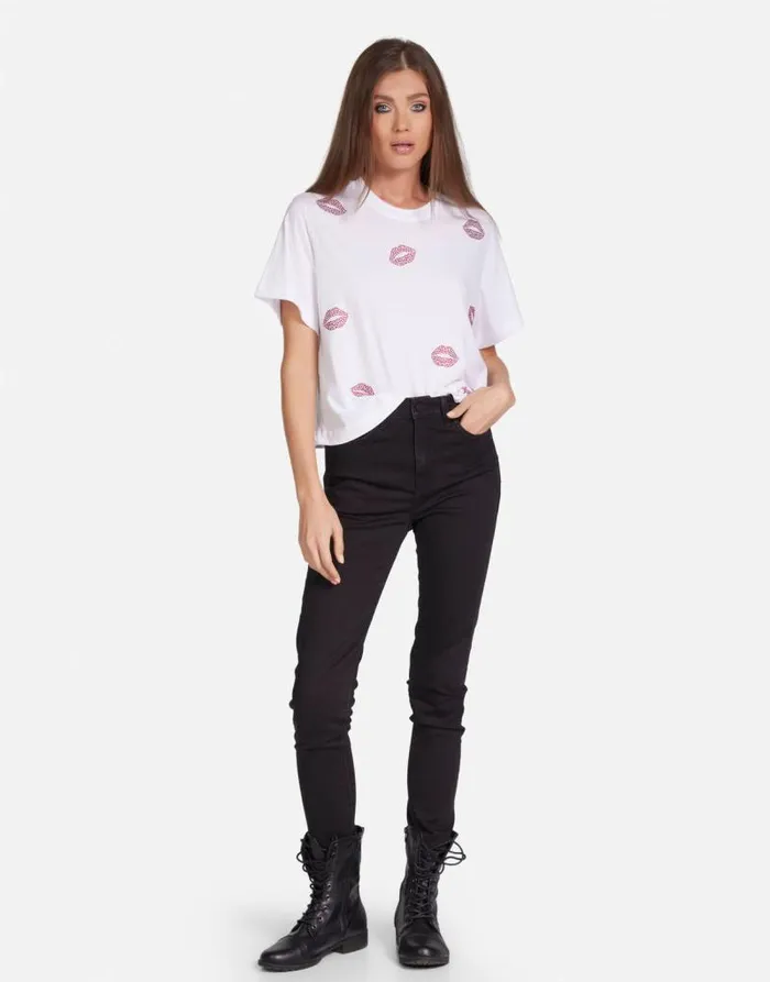 Rue Crystal Kisses White Women Lauren Moshi Short Sleeve