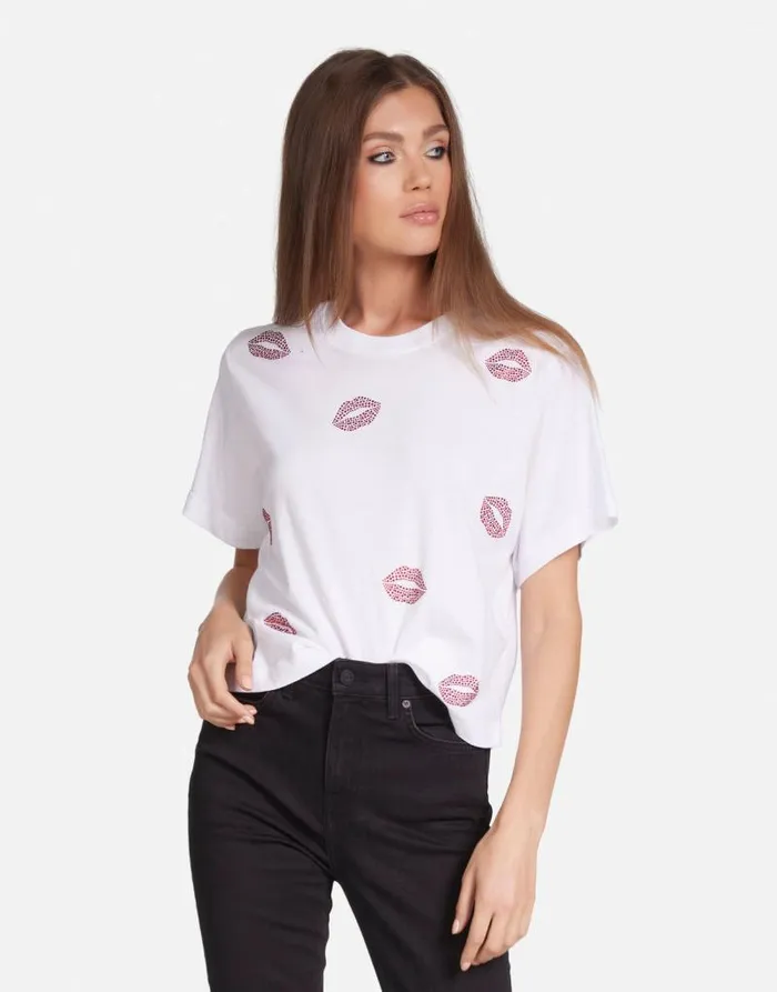 Rue Crystal Kisses White Women Lauren Moshi Short Sleeve
