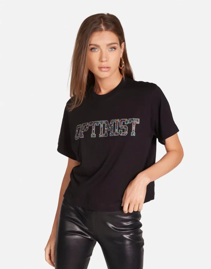 Rue Crystal Optimist Black Women Lauren Moshi Short Sleeve