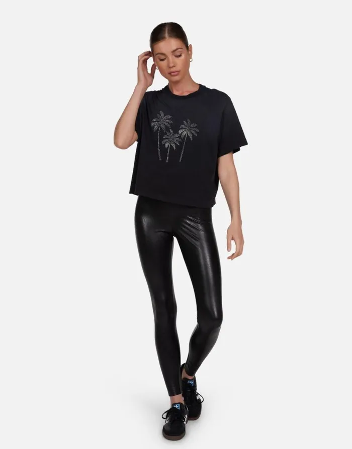 Rue Crystal Palm Trees Jet Black Ombre Women Lauren Moshi Short Sleeve