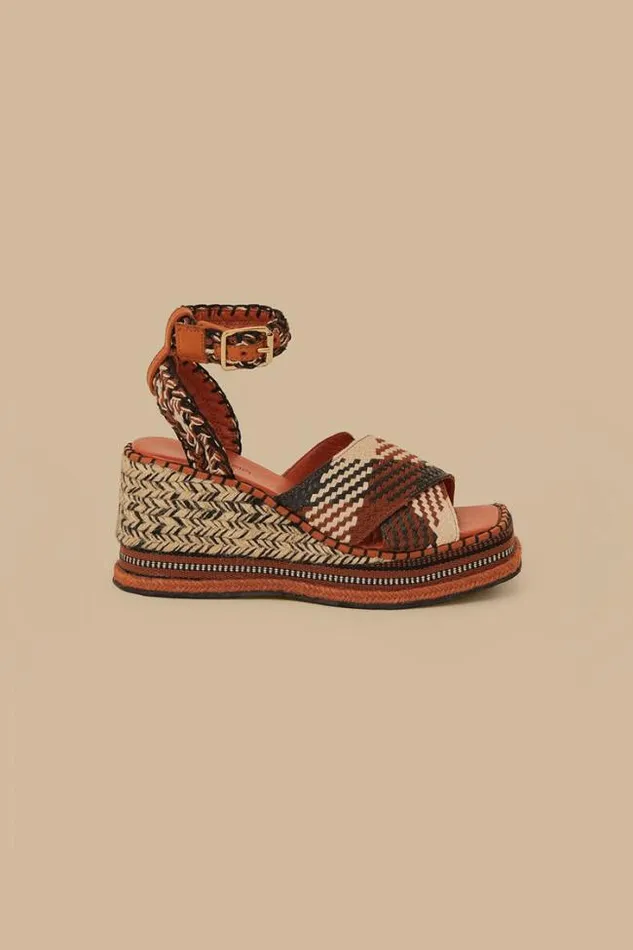 Rust Multi Texture Wedge Sandal Women FARM Rio Sandals
