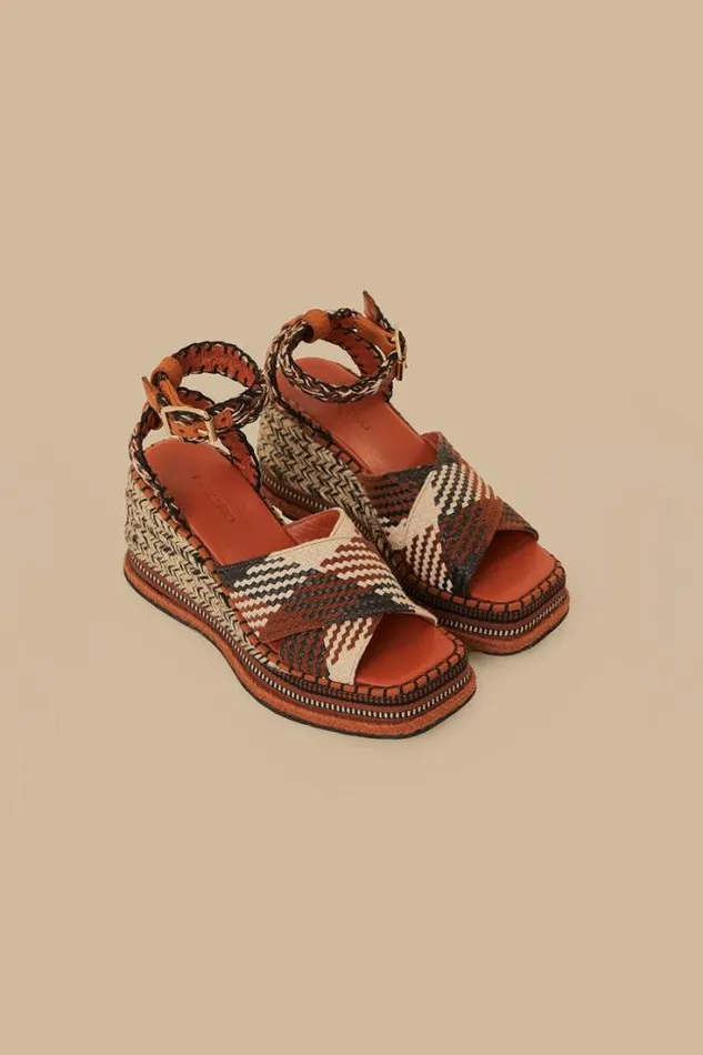 Rust Multi Texture Wedge Sandal Women FARM Rio Sandals