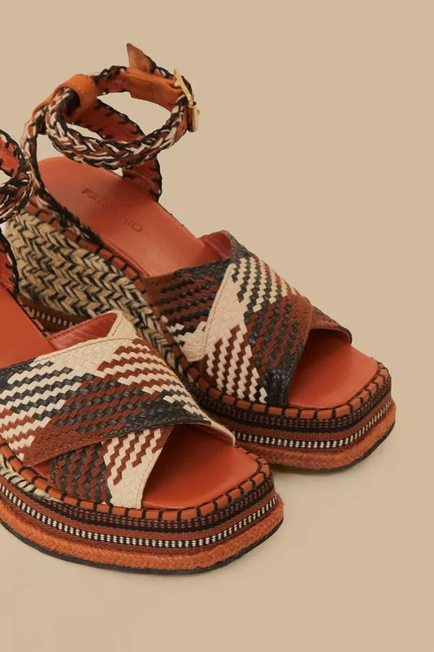 Rust Multi Texture Wedge Sandal Women FARM Rio Sandals
