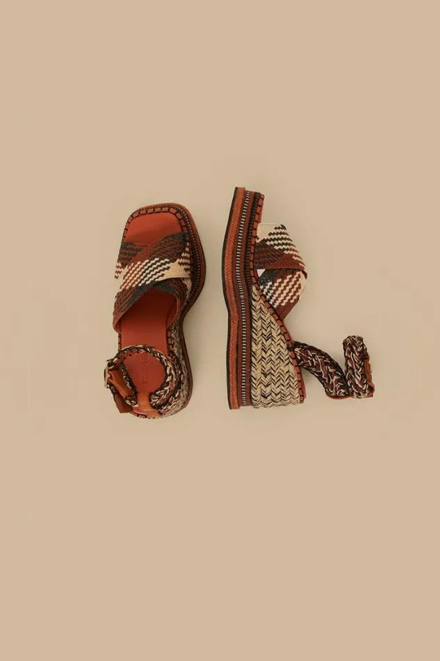 Rust Multi Texture Wedge Sandal Women FARM Rio Sandals