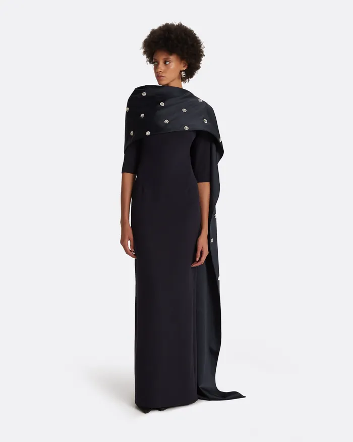 Safiyaa Cosette Midnight Navy Long Dress Midnight Navy Women Icons