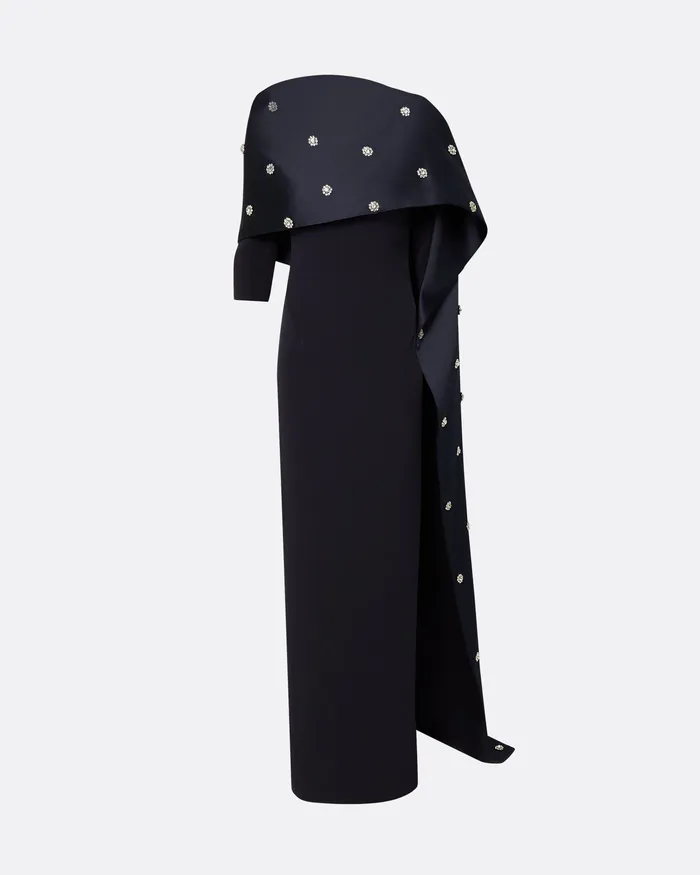 Safiyaa Cosette Midnight Navy Long Dress Midnight Navy Women Icons