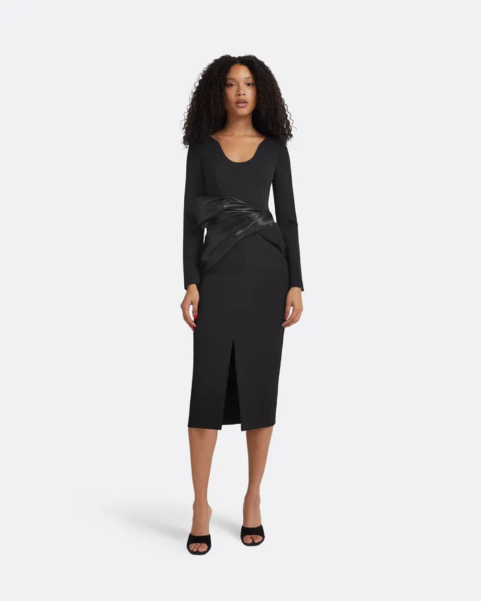Safiyaa Dresses Women Yenna Black Midi Dress Black