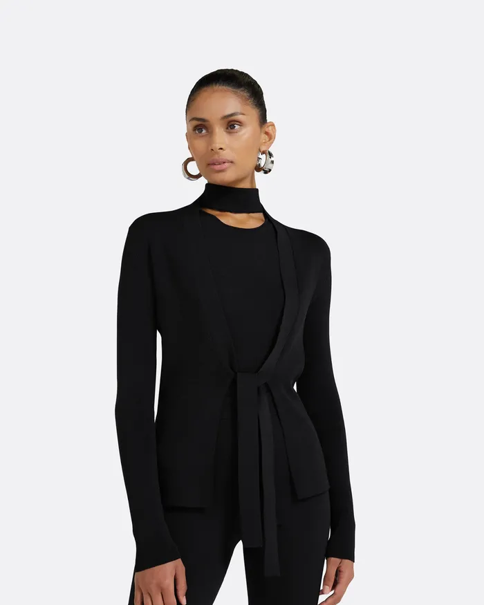 Safiyaa Knitwear Women Mani Black Knit Cardigan Black