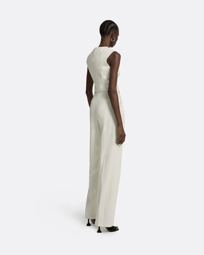 Safiyaa Tops Women Lana Ivory Waistcoat Ivory Pinstripe