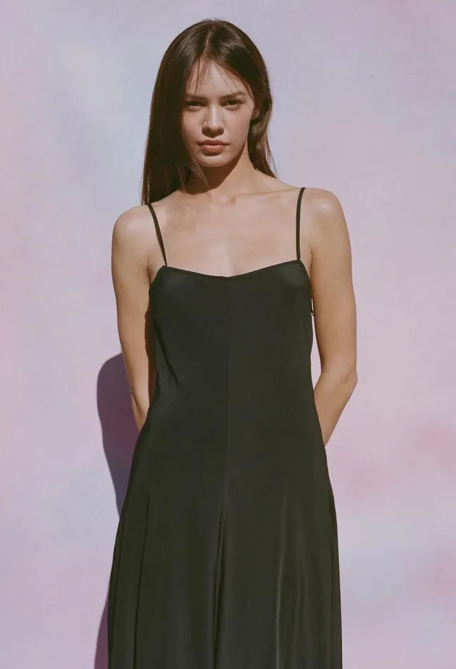 Sale Cristina Dress Matte Black Women Ciao Lucia Satin Dresses