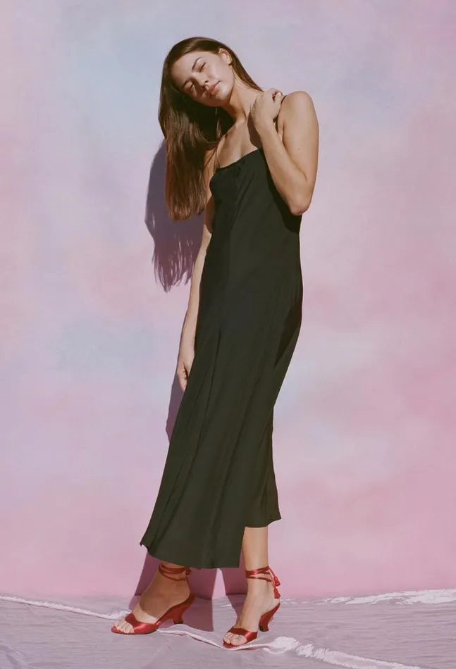 Sale Cristina Dress Matte Black Women Ciao Lucia Satin Dresses