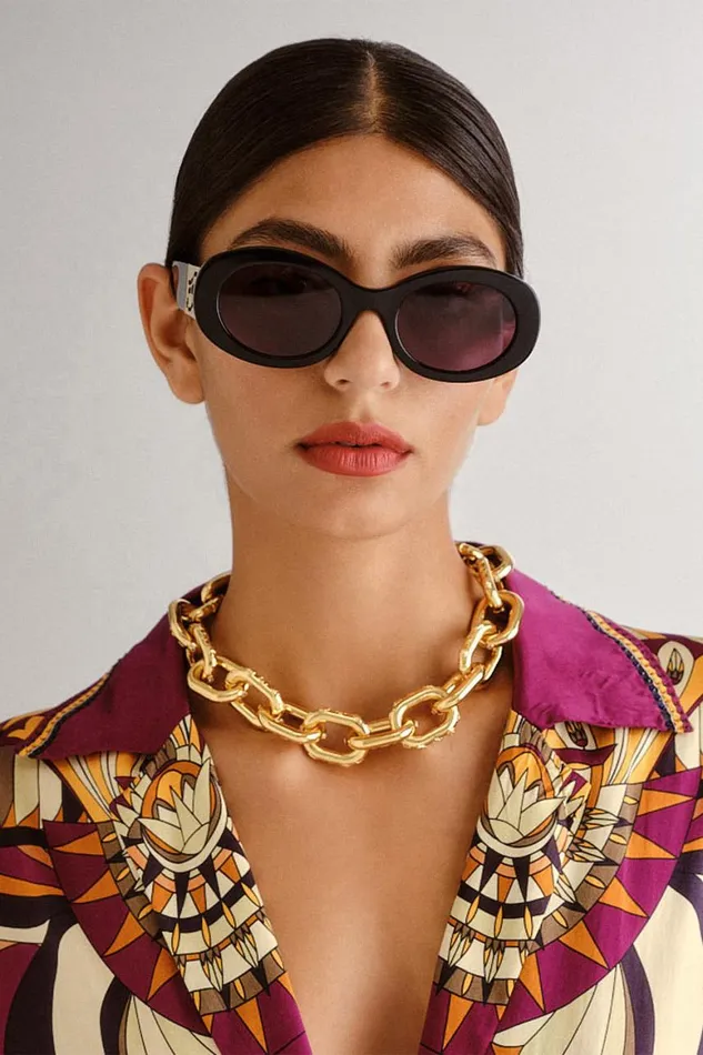 SAND STORM SUNGLASSES SOLID BLACK Solid Black WomensMens Camilla Sunglasses