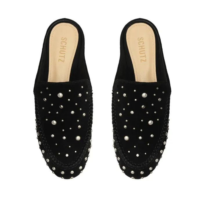 Sandals Evie Casual Suede Flat Black Schutz Shoes Mule