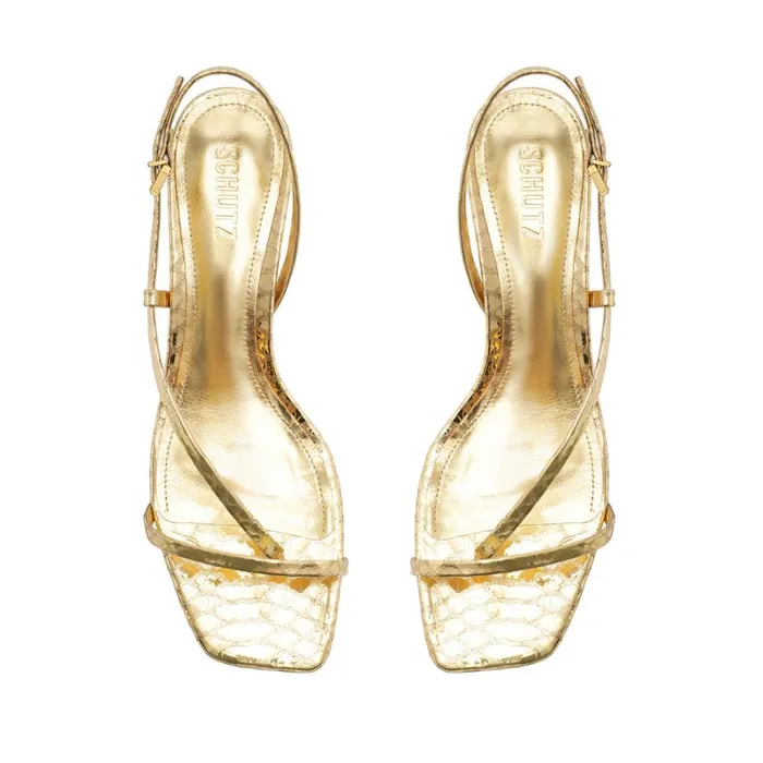 Sandals Heloise Metallic Leather Sandal Gold Schutz Shoes Stiletto Heels