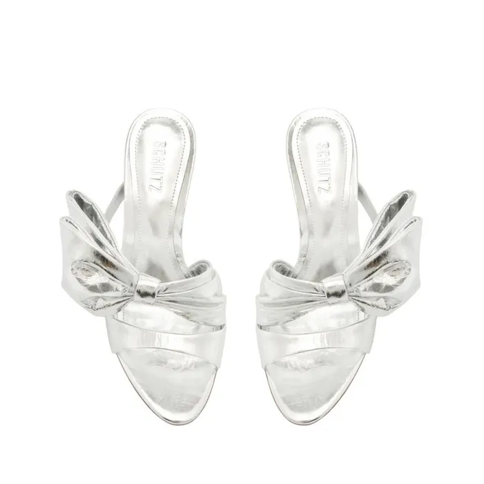 Sandals Judy High Smashed Metallic Sandal Silver Schutz Shoes Mule