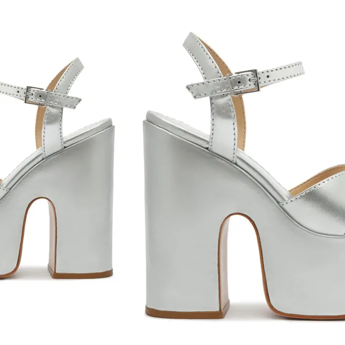 Sandals Keefa Cutout Metallic Leather Sandal Silver Schutz Shoes Platforms Sandals Keefa Cutout Metallic Leather Sandal Silver Schutz Shoes Platforms