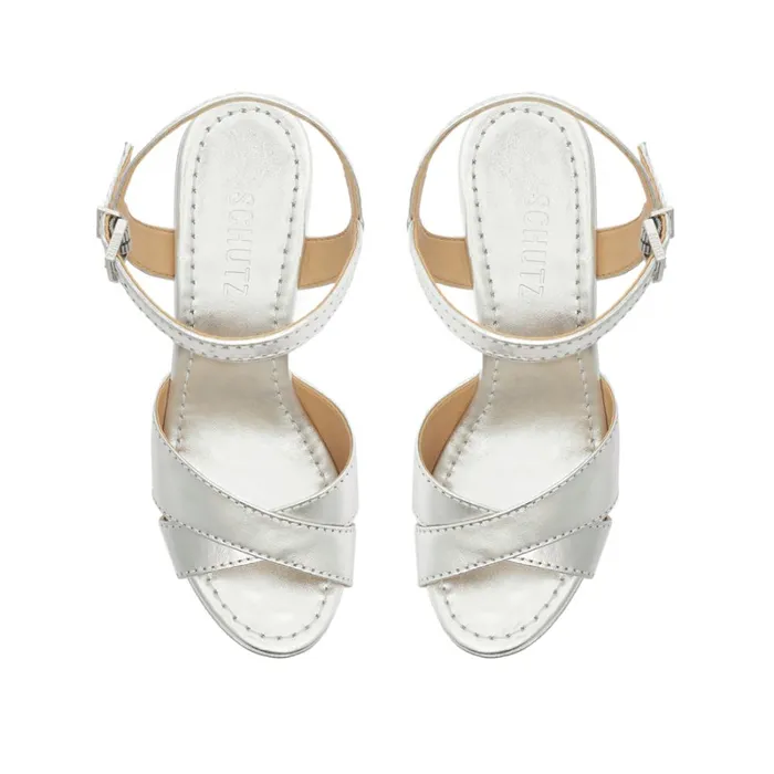 Sandals Keefa Cutout Metallic Leather Sandal Silver Schutz Shoes Platforms Sandals Keefa Cutout Metallic Leather Sandal Silver Schutz Shoes Platforms