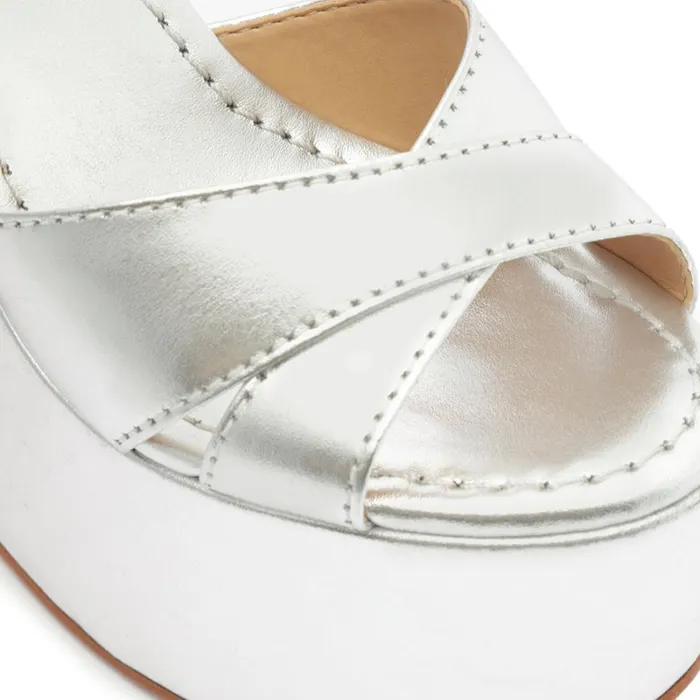 Sandals Keefa Cutout Metallic Leather Sandal Silver Schutz Shoes Platforms Sandals Keefa Cutout Metallic Leather Sandal Silver Schutz Shoes Platforms