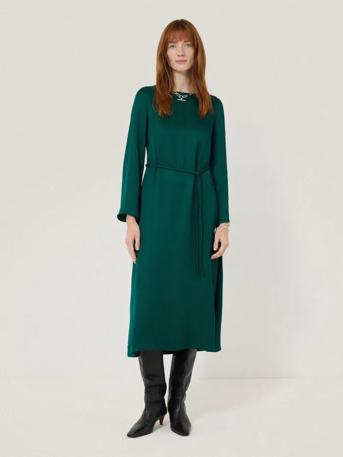 Satin Back Crepe Dress Green Women Jigsaw Party