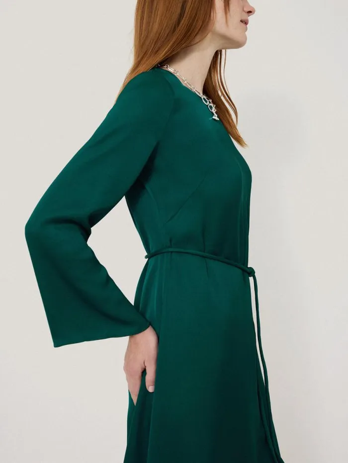 Satin Back Crepe Dress Green Women Jigsaw Party