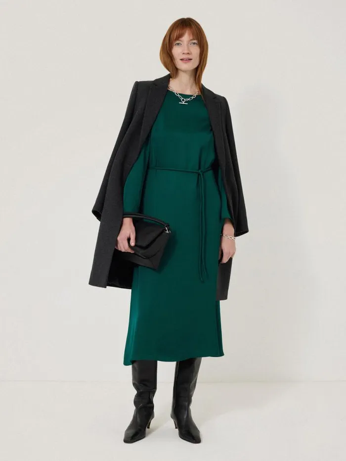 Satin Back Crepe Dress Green Women Jigsaw Party
