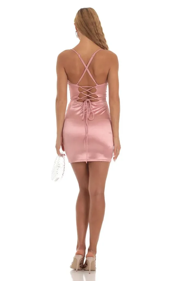 Satin Corset Dress Pink Women LUCY IN THE SKY Mini Dresses Satin Corset Dress Pink Women LUCY IN THE SKY Mini Dresses