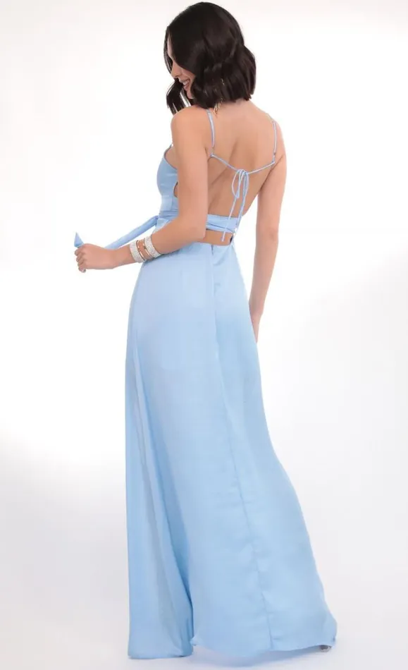 Satin Tie Maxi Sky Blue Women LUCY IN THE SKY Maxi Dresses Satin Tie Maxi Sky Blue Women LUCY IN THE SKY Maxi Dresses