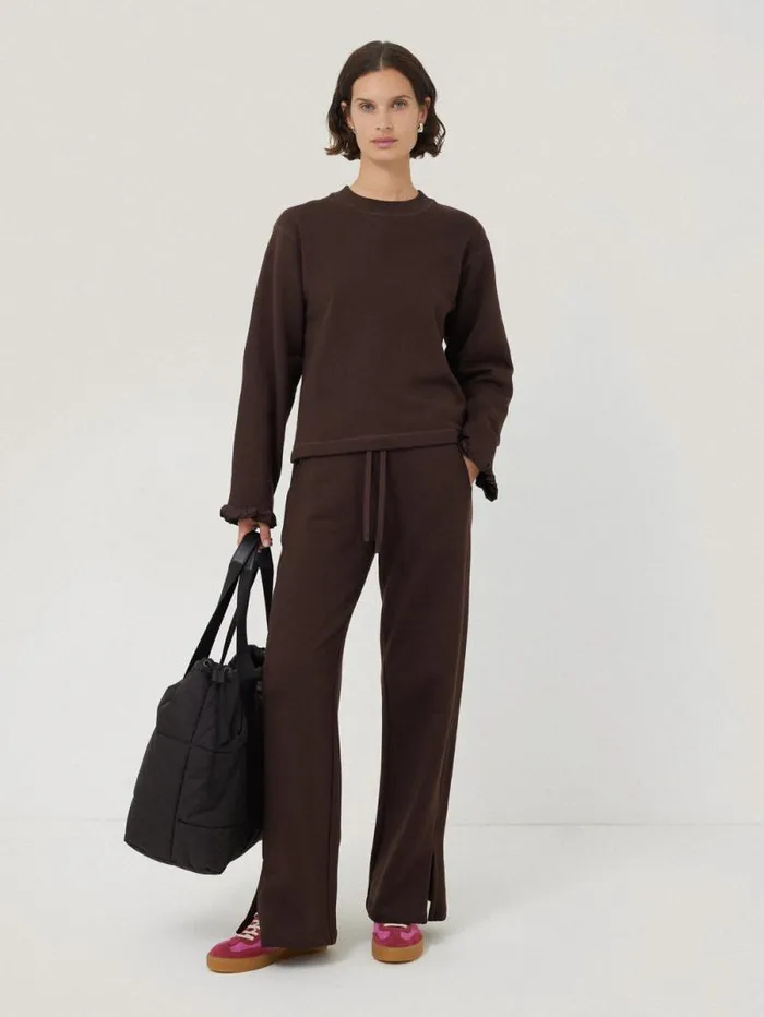 Satin Waistband Jersey Joggers Chocolate Women Jigsaw Pyjamas and Loungewear
