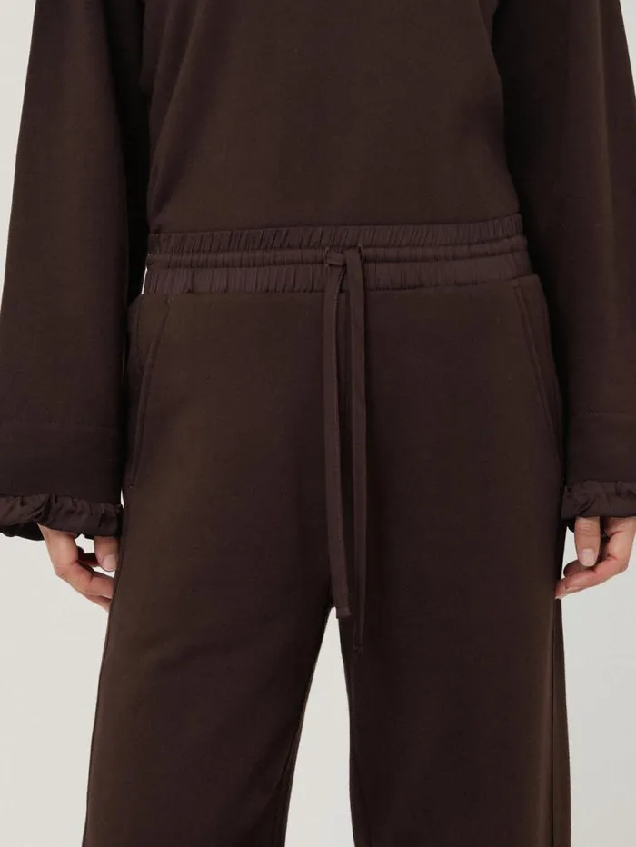 Satin Waistband Jersey Joggers Chocolate Women Jigsaw Pyjamas and Loungewear