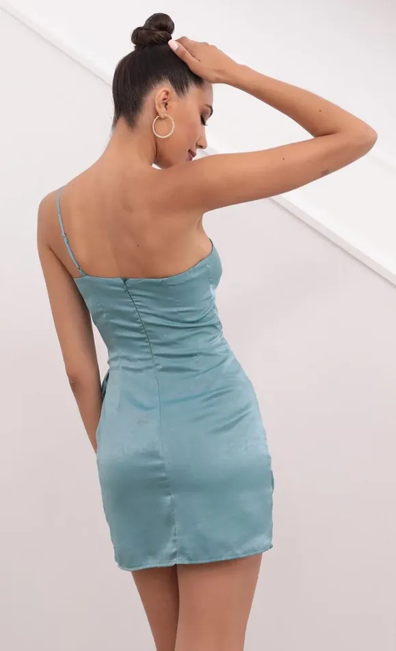 Satin Wrap Dress Sage Women LUCY IN THE SKY Mini Dresses