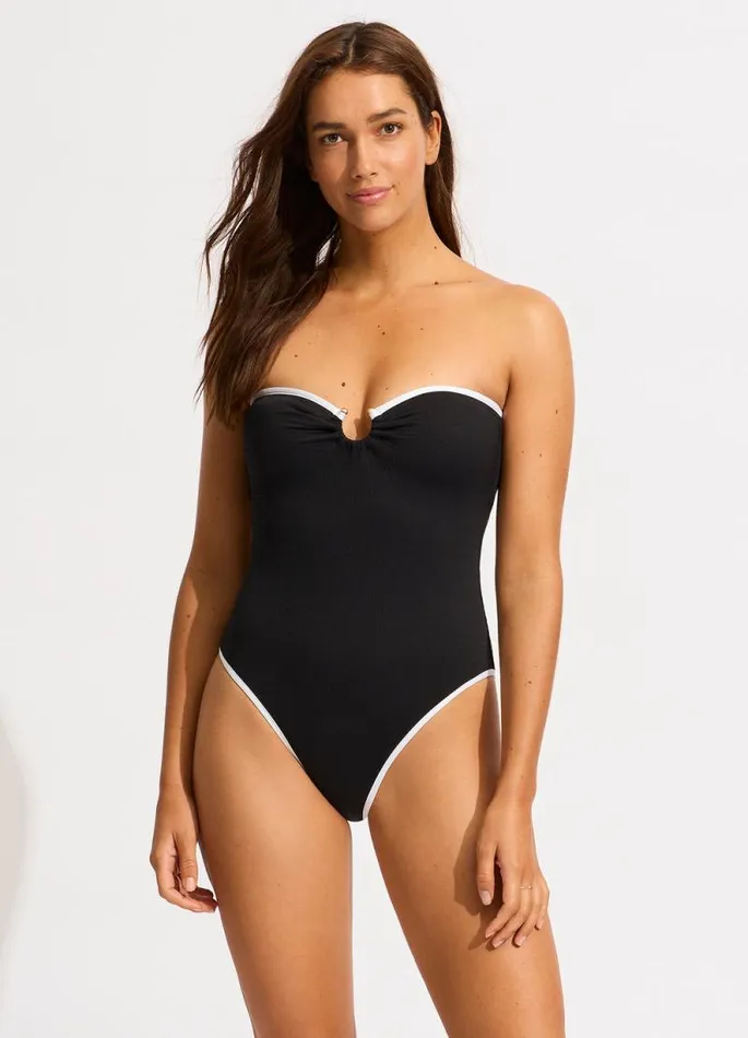 Seafolly Bandeau Women Beach Bound Ring Front Bandeau One Piece 8211 Black