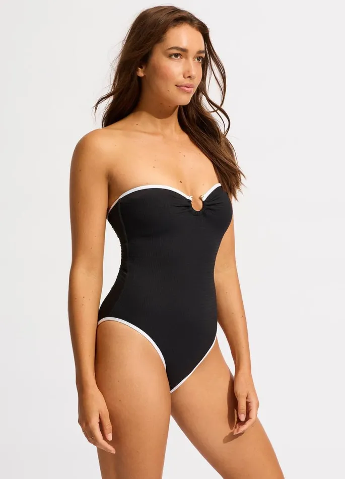 Seafolly Bandeau Women Beach Bound Ring Front Bandeau One Piece 8211 Black