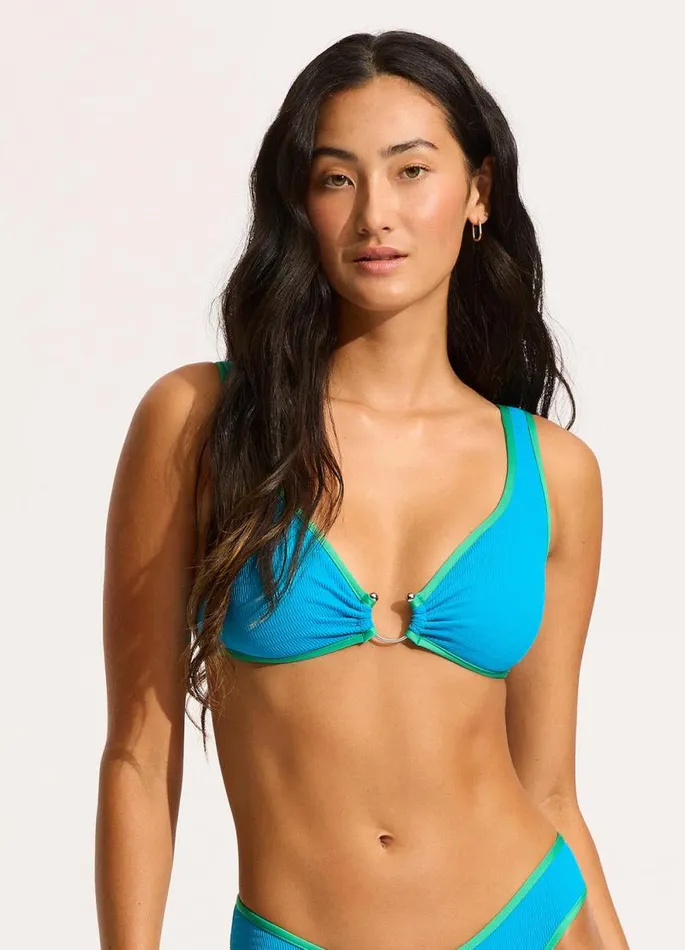 Seafolly Bralette Women Beach Bound Ring Front Tank Bikini Top 8211 Turquoise