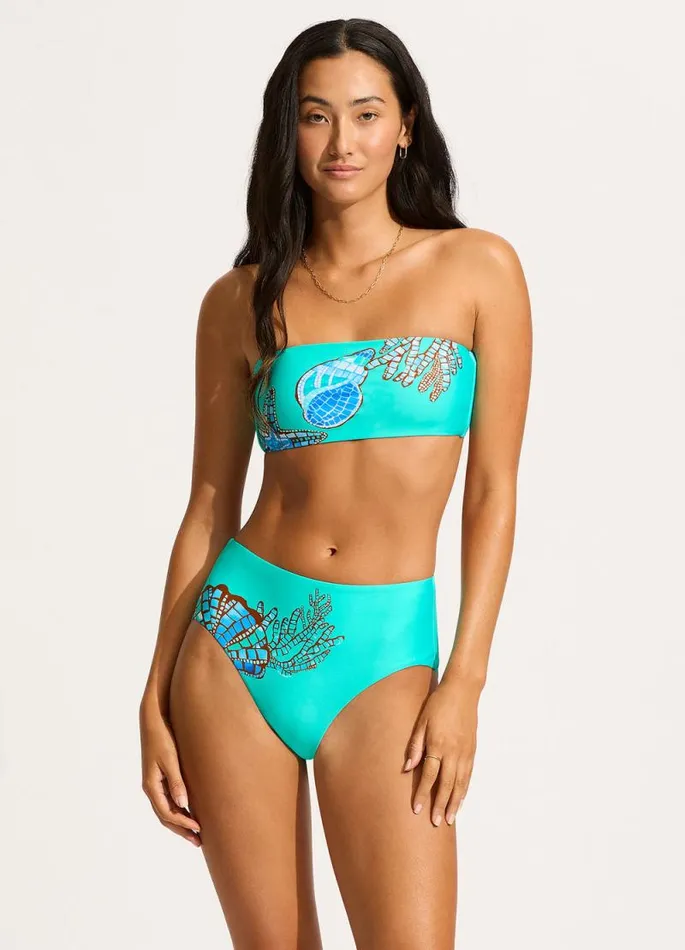 Seafolly High Waisted Women La Mer High Waisted Bikini Bottom 8211 Aquatic Blue