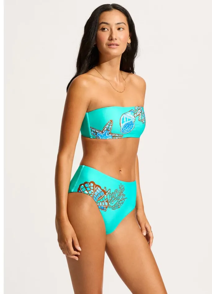 Seafolly High Waisted Women La Mer High Waisted Bikini Bottom 8211 Aquatic Blue