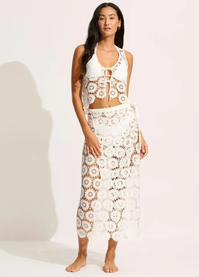Seafolly Tops Women Secret Garden Tie Front Top 8211 White