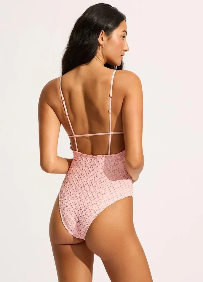 Seafolly V Neck Women Daydreamer V Neck One Piece 8211 Dusty Pink