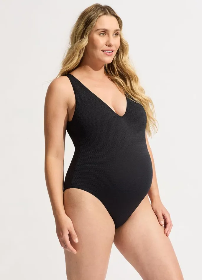 Seafolly V Neck Women Sea Dive Deep V Neck One Piece 8211 Black