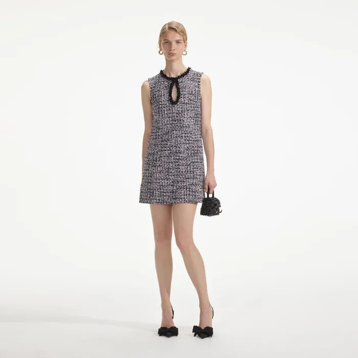 Self Portrait Dresses Women Black Boucle Embellished Mini Dress