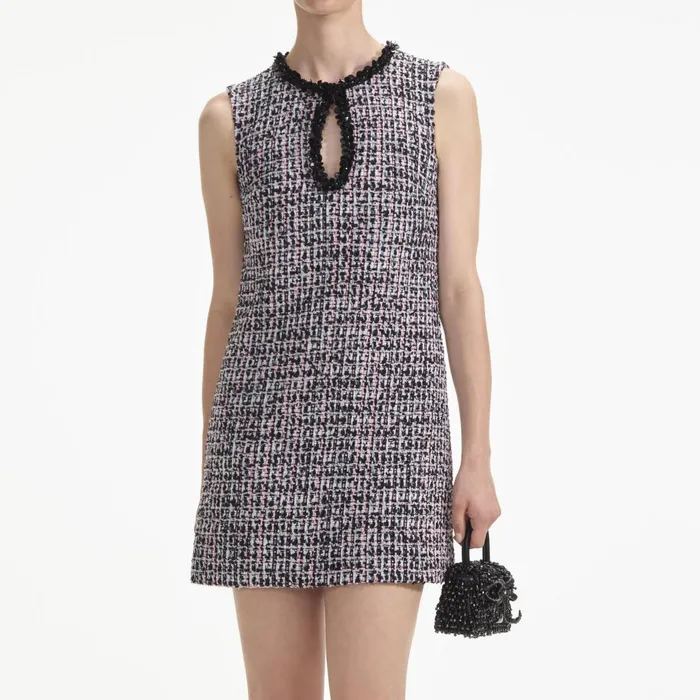 Self Portrait Dresses Women Black Boucle Embellished Mini Dress