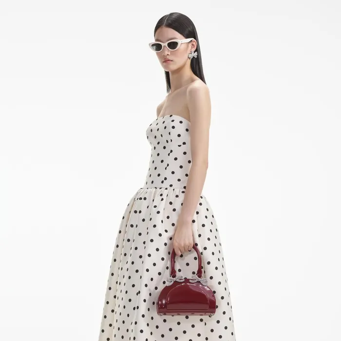Self Portrait Dresses Women Cream Polka Dot Taffeta Midi Dress